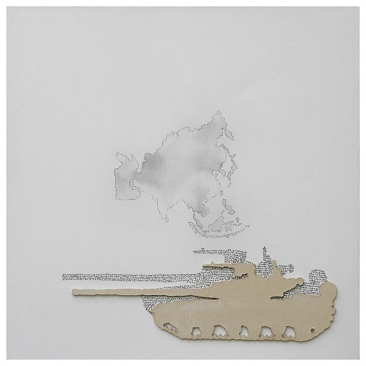 Gallery image: "to be continued" | 2012 | Ink, Graphite and Paper Board on Canvas | 51 x 51 cm