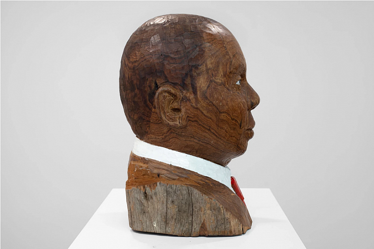 Gallery image: The President | 2019 | Teak wood, enamel and oil paint | 51 x 40 x 40cm