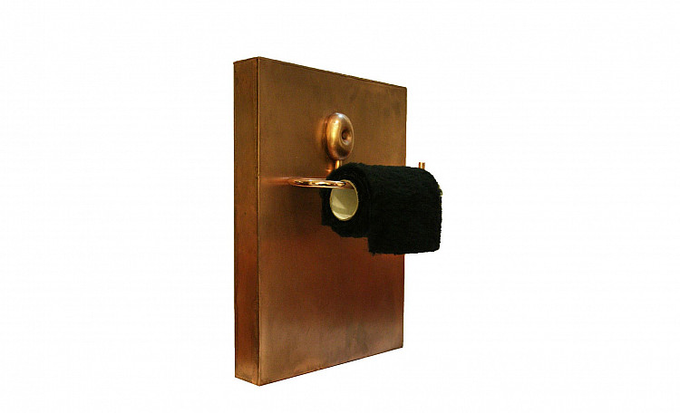 Gallery image: Untitled (from WC series) | 2010 | Copper plated sheets, brass and fur | 25 x 35 x 18 cm